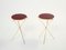 Brass Red Lacquer Gueridon Tables from Maison Jansen, 1960s, Set of 2 1