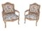 French Bergere Chairs in Floral Fabric, Set of 2 1