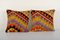 19th Century Geometric Design Turkish Kilim Cushion Cover, Set of 2 1