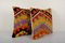 19th Century Geometric Design Turkish Kilim Cushion Cover, Set of 2, Image 4