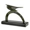 Art Deco Bronze Skulptur eines Vogels auf Hufeisen von André Vincent Becquerel, 1930er 1