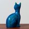 Chat Artisanal en Céramique Bleue par Aldo Londi pour Bitossi, Italie 7