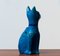 Blaue handgemachte Katze aus Keramik von Aldo Londi für Bitossi, Italien 6