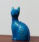 Blaue handgemachte Katze aus Keramik von Aldo Londi für Bitossi, Italien 1