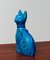 Blaue handgemachte Katze aus Keramik von Aldo Londi für Bitossi, Italien 10