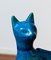 Blaue handgemachte Katze aus Keramik von Aldo Londi für Bitossi, Italien 4