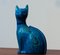 Blue Ceramic Handmade Cat by Aldo Londi for Bitossi, Italy 3