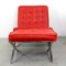 Italian Modern Chair and Footstool in Red, Set of 2, Image 4
