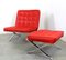 Italian Modern Chair and Footstool in Red, Set of 2 1