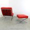Italian Modern Chair and Footstool in Red, Set of 2 8