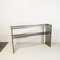 Chromed Steel Console with Smoky Glass Feet from Cristal Art, 1970s 3