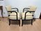 Large Art Deco Armchairs in Black Lacquer & Creme Leather, France, 1930s, Set of 2, Image 4