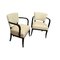 Large Art Deco Armchairs in Black Lacquer & Creme Leather, France, 1930s, Set of 2, Image 2