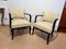 Large Art Deco Armchairs in Black Lacquer & Creme Leather, France, 1930s, Set of 2, Image 7