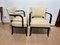 Large Art Deco Armchairs in Black Lacquer & Creme Leather, France, 1930s, Set of 2 5