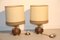 Italian Wood & Brass Table Lamps, 1950, Set of 2 1
