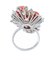 Ring aus 14 Karat Weiß- und Roségold mit Koralle, Diamanten und Perlen 3