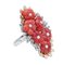 14 Karat White and Rose Gold Ring with Coral, Diamonds and Pearls 2