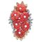 14 Karat White and Rose Gold Ring with Coral, Diamonds and Pearls 1
