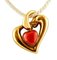 18k Yellow Gold Heart Pendant with Rubrum Coral, Image 1