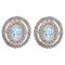 Rose Gold and Silver Stud Earrings with Aquamarine and Diamonds, Set of 2, Image 1
