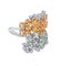 Ring aus 14 Karat Weißgold mit grünen und orangen Saphiren und Diamanten 2