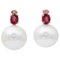 14 Karat Rose Gold Earrings with Rubies, Diamonds and Pearls, Set of 2 1