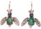Rose Gold and Silver Earrings with Emeralds, Sapphires and Diamonds, Set of 2 1