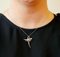 18 Karat Rose and White Gold Stylized Cross Pendant Necklace with Diamonds 4