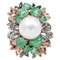 9kt Rose Gold and Silver Ring with South-Sea Pearl, Diamonds, Emeralds, Sapphires and Rubies 1