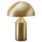 Small Satin Gold Atoll Table Lamp in Metal by Vico Magistretti for Oluce, Image 1