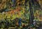 Nkusu Felelo, Peinture de Paysage avec Personnages, Huile sur Toile Montée sur Panneau, Encadrée 1