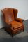 Vintage Dutch Cognac Colored Wingback Leather Club Chair 7