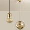 Smoked Brown Glass & Brass Pendant Lights from Peill & Putzler, 1960s, Set of 2 1