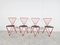 Vintage Red Metal Dining Chairs from Jozef Hoffmann, 1980s, Set of 4 3
