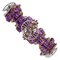 9 Karat Rose Gold and Silver Bracelet with Hydrothermal Amethysts, Rubies, Peridots and Diamonds 1