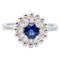 18 Karat White Gold Engagement Solitaire Ring with Blue Sapphire and Diamonds 1