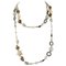 Collier en Or Rose et Argent avec Onyx, Perles Aquamarine Lait et Quartz Rose 1