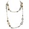 Halskette aus Roségold und Silber mit Onyx, Milch-Aquamarin-Perlen und Rosa Quarz 1
