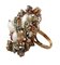 Bague en Or Rose et Argent avec Diamants, Rubis, Émeraudes, Saphirs Multicolores et Perles 2