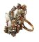 Rose Gold and Silver Ring with Diamonds, Rubies, Emeralds, Multi-Color Sapphires and Pearls 2