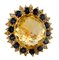 18 Karat Rose Gold Ring with Yellow Topaz, Diamonds and Blue Sapphires 1