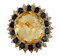 18 Karat Rose Gold Ring with Yellow Topaz, Diamonds and Blue Sapphires 2