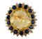 Anello in oro rosa 18 carati con topazio giallo, diamanti e zaffiri blu, Immagine 2