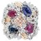 14 Karat White and Rose Gold Ring with Sapphires, Rubies and Diamonds 1