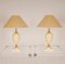 Mid-Century Hollywood Regency Gold Brass & Beige Table Lamps, 1970s, Set of 2 1