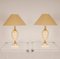 Mid-Century Hollywood Regency Gold Brass & Beige Table Lamps, 1970s, Set of 2, Image 1