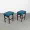 Beech and Fabric Wood Stools, Set of 2 1