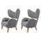 Grey Lounge Chairs in Natural Oak from Lassen, Set of 2 1