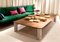 Sunday Coffee Table in Black Wood and Green Marble by Jean-Baptiste Souletie 6
